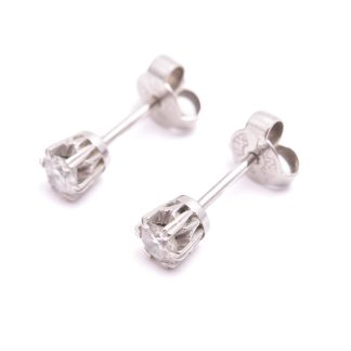PAR ÖRHÄNGEN VITGULD M BRILJANT-SLIPADE DIAMANTER TOT. CA 0,34CT, SVENSKA STÄMPLAR