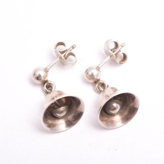 PAR ÖRHÄNGEN SILVER BJÄLLROR, 1,6CM, TILLVERKAR-STÄMPEL H.S.