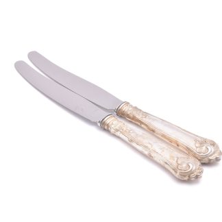 2 BORDSKNIVAR SILVER MED BLAD I ROSTFRITT STÅL & FYLLDA HANDTAG, 221MM, MODELL: SACHSISK, SVENSK IMPORT-STÄMPEL