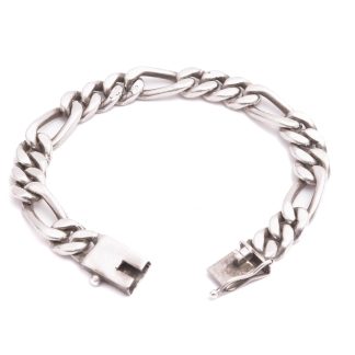ARMLÄNK SILVER FIGARO 18CM, BREDD: 9,1MM
