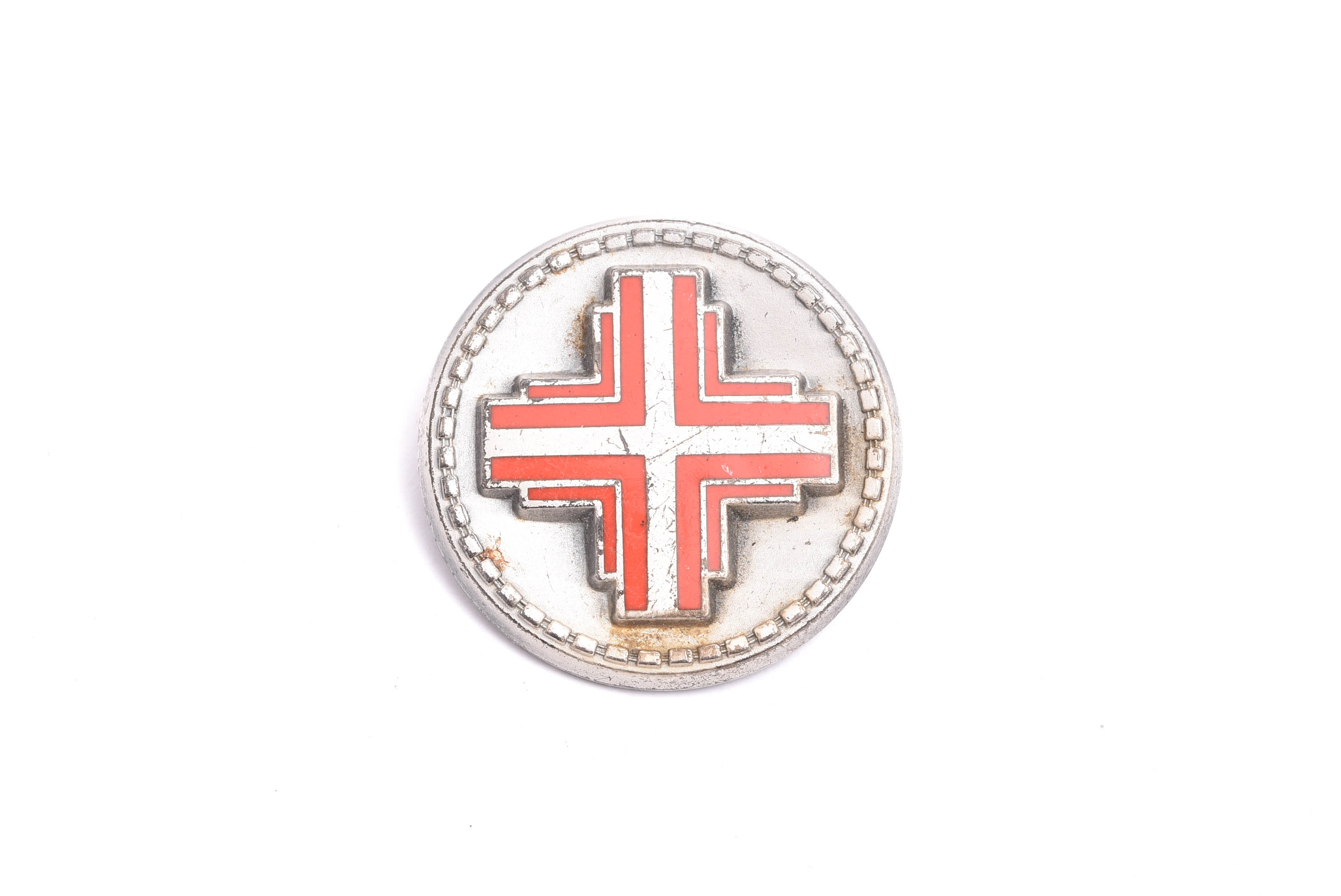 SJUKSKÖTERSKEBROSCH SILVER M EMALJ (NGT REPIG) 3,1CM, TILLV. SPORRONG, STOCKHOLM 1977