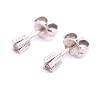 PAR ÖRHÄNGEN VITGULD M ÅTTKANT-SLIPADE DIAMANTER, 3MM, SVENSK IMPORT-STÄMPEL