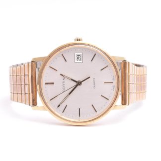HERRUR CERTINA Q 33,5MM, 14K I BOETTEN (BATTERI SLUT, FLÄCKAR PÅ URTAVLAN, REPIGT GLAS) M ARMLÄNK I FÖRGYLLD METALL