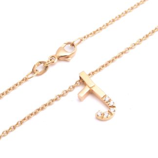 HALSSMYCKE M HÄNGE "J" M 5 BRILJANT-SLIPADE DIAMANTER, 38CM