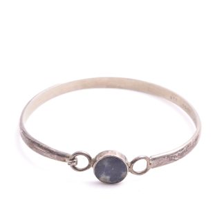 ARMRING SILVER M LAPIS LAZULI-PLATTA, INNER-DIAMETER: 5,6x6,1CM, ÖPPNINGSBAR, TILLV. MEXIKO