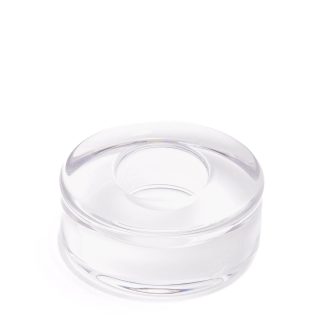 LJUSHÅLLARE KONSTGLAS ORREFORS, MODELL: PUCK, DESIGN: LENA BERGSTRÖM, HÖJD: 3,9CM, DIAMETER: 9,5CM, STÄMPELSIGNERAD