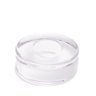 LJUSHÅLLARE KONSTGLAS ORREFORS, MODELL: PUCK, DESIGN: LENA BERGSTRÖM, HÖJD: 3,9CM, DIAMETER: 9,5CM, STÄMPELSIGNERAD
