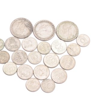 21 MYNT SILVER 40% SVERIGE (3 EN-KRONOR, 9ST 25 ÖRE, 9ST 10 ÖRE)
