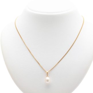 HALSKEDJA PANSAR 51CM, BREDD: 1,2MM, HÄNGE MED PÄRLA 20x8MM - VIKT INKL PÄRLA: