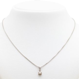 HALSKEDJA I VITGULD VENETIANSK 38CM, BREDD: 1MM, MED DIAMANTHÄNGE 0,12CT - TILLV. ITALIEN