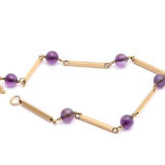 ARMBAND STAVLÄNK MED AMETISTER 19,5CM, BREDD: 2-6MM - TILLV. SVERIGE, OBS! NÅGOT NAGGADE - TOTALVIKT: