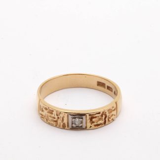 RING MED MÖNSTER OCH DIAMANT CA: 0,02CT, ø 18MM - TILLV. SVERIGE