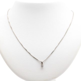 HALSKEDJA VITGULD VENETIANSK 42,5CM, BREDD: 1MM, MED DIAMANTHÄNGE CA: 0,15CT - TILLV. GULDFYNDGRUPPEN