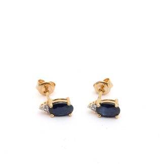 PAR ÖRHÄNGEN MED SAFIRER OCH DIAMANTER TOT. CA: 0,03CT, 8x4MM - TILLV. GULDFYNDGRUPPEN