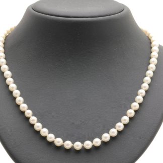 PÄRLCOLLIER MED ODLADE PÄRLOR ø 6MM, 43CM - MED SILVERLÅS - TOTALVIKT: