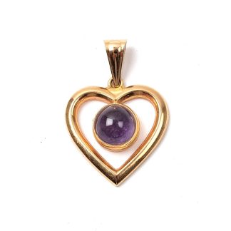 HÄNGE HJÄRTA MED LILA STEN. L.2,8CM. SVENSKTILLVERKAD. TOTALVIKT