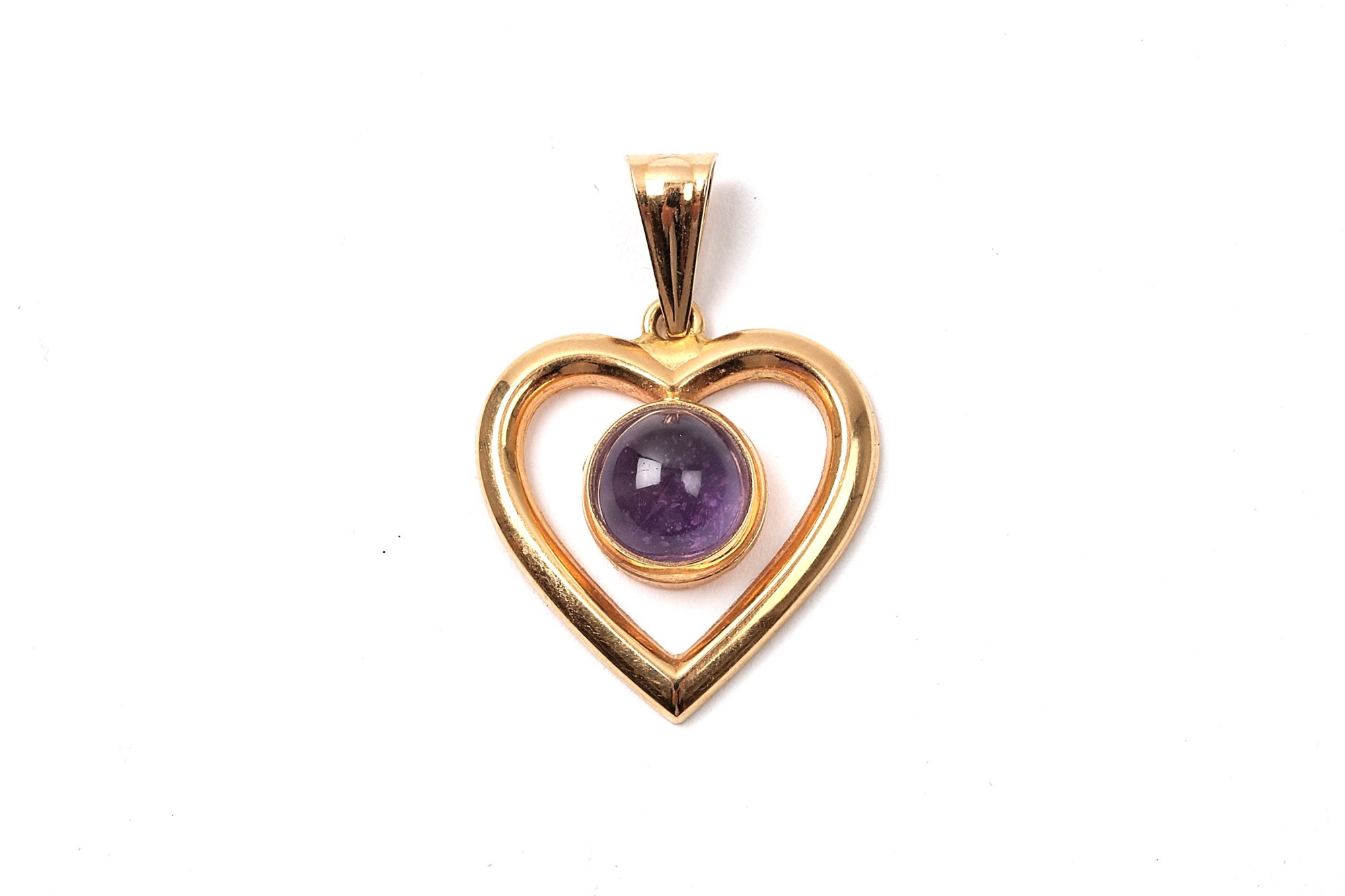 HÄNGE HJÄRTA MED LILA STEN. L.2,8CM. SVENSKTILLVERKAD. TOTALVIKT