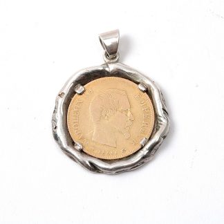 HÄNGE SILVER MED MYNT 10 FRANC NAPOLEON III 90% GULD VIKT 3,2G. TOTALVIKT