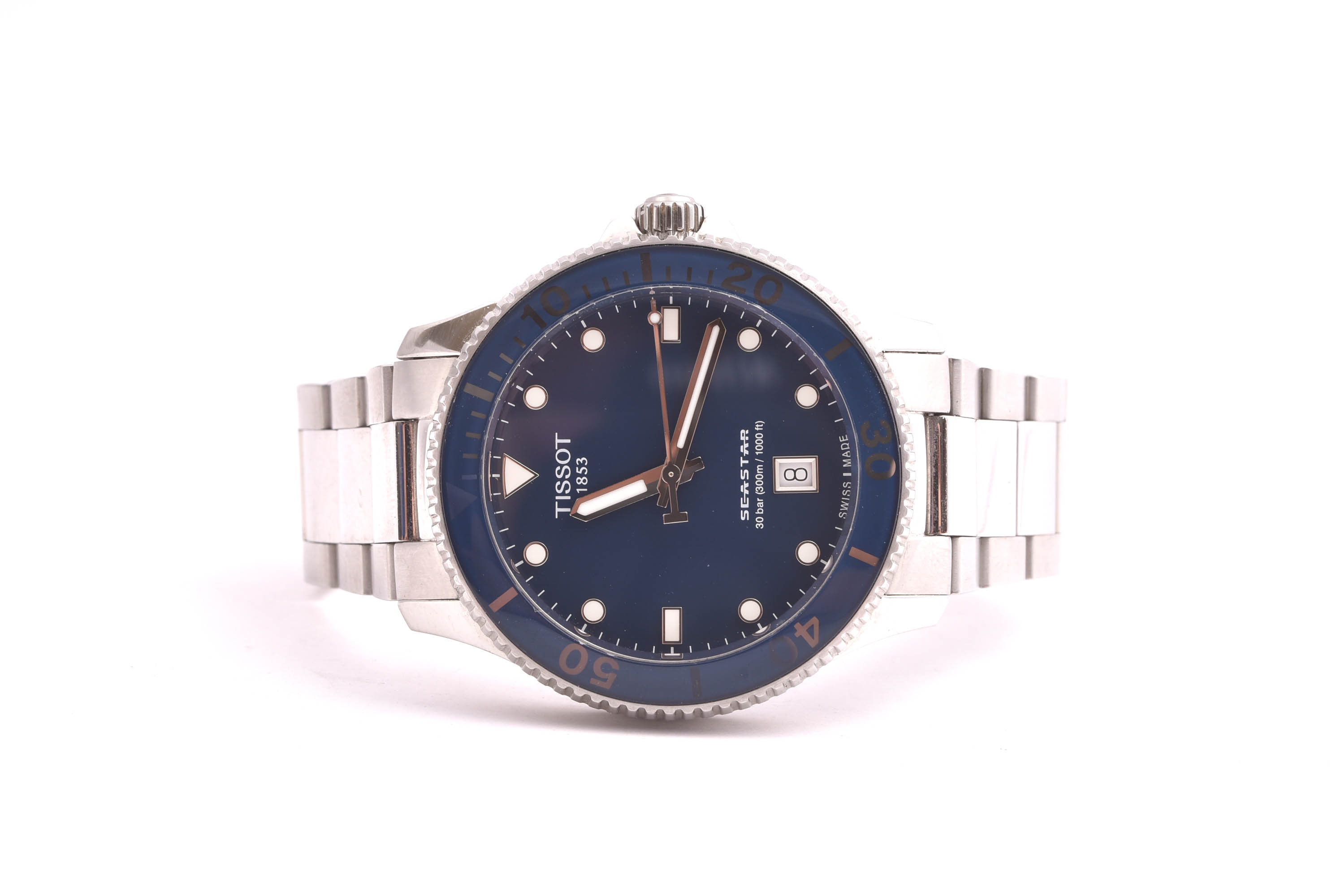 HERRUR TISSOT SEASTAR 300M Q 40MM, MODELL: T120410A M CERT (EJ IFYLLT) MANUAL & EXTRA LÄNKBITAR I ORIG ETUI, REK. NYPRIS: 5695:-