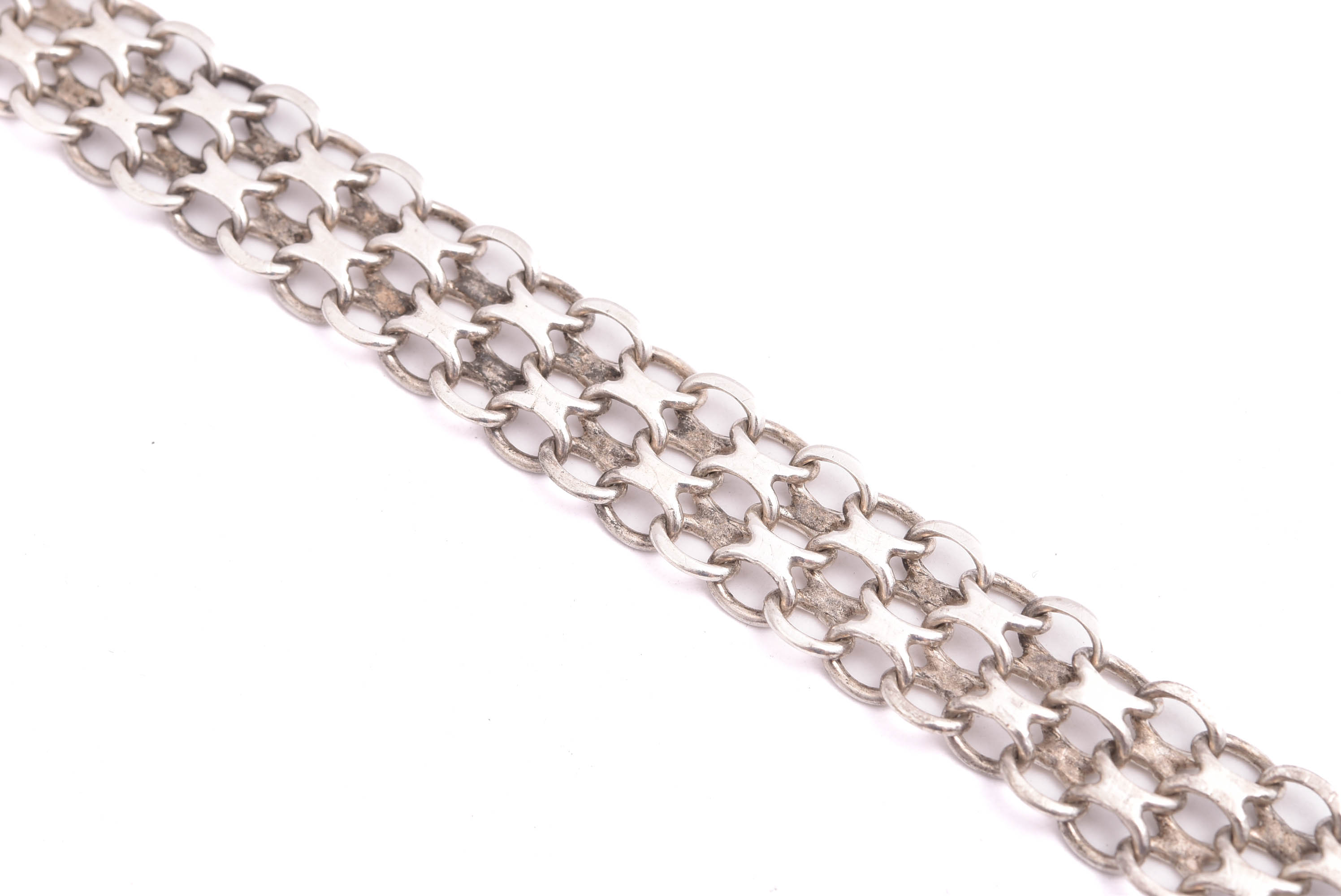 ARMLÄNK SILVER X-LÄNK 19,5CM, BREDD: 1,1CM, TILLV. NSE, KÖPING 1974