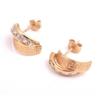 PAR ÖRHÄNGEN M VITA CUBIC ZIRKONIA & MEANDER-MÖNSTER, 1,2CM