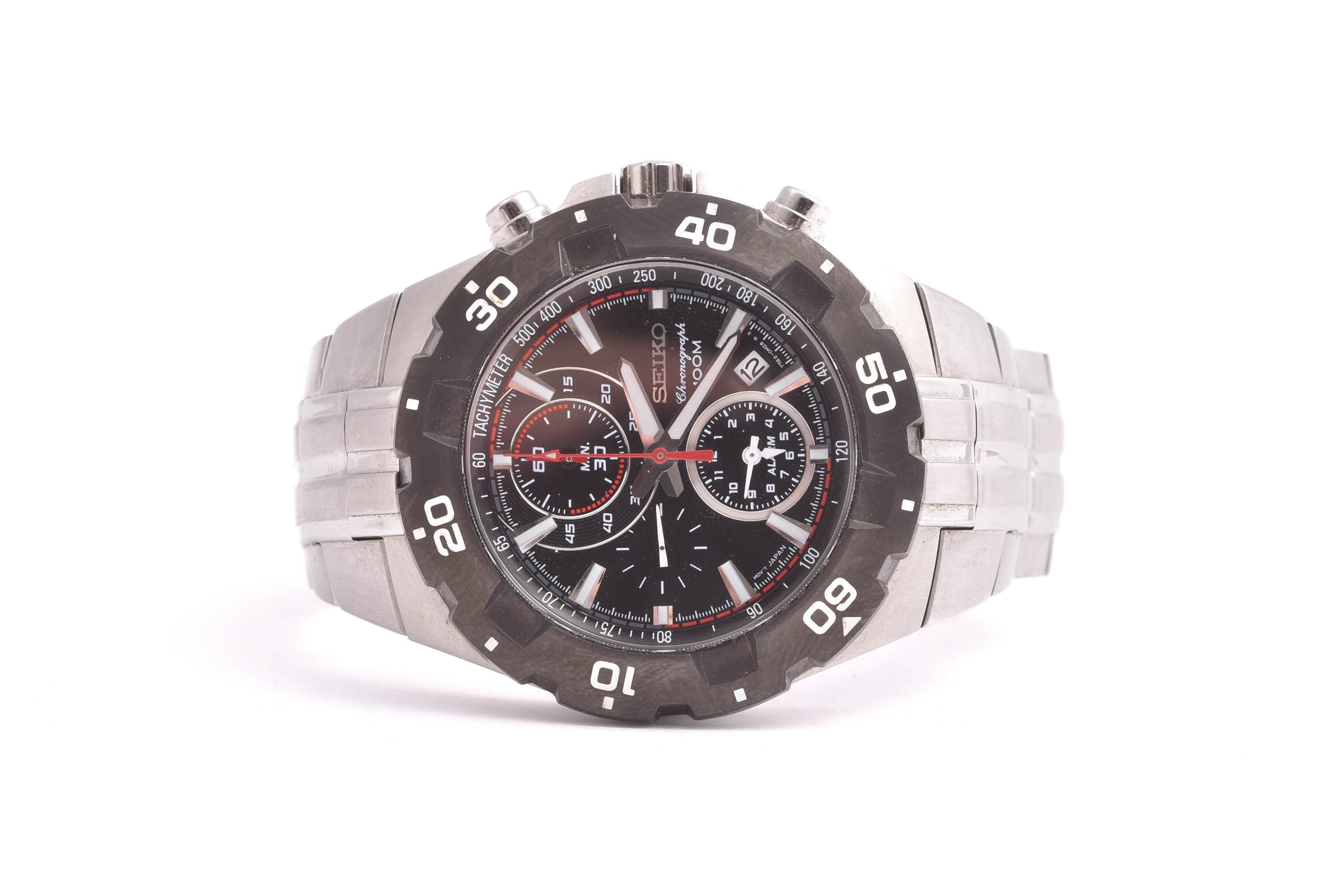 HERRUR SEIKO CHRONOGRAPH 100M Q 43MM, MODELL: SNAD35, REK. NYPRIS: 4550:-