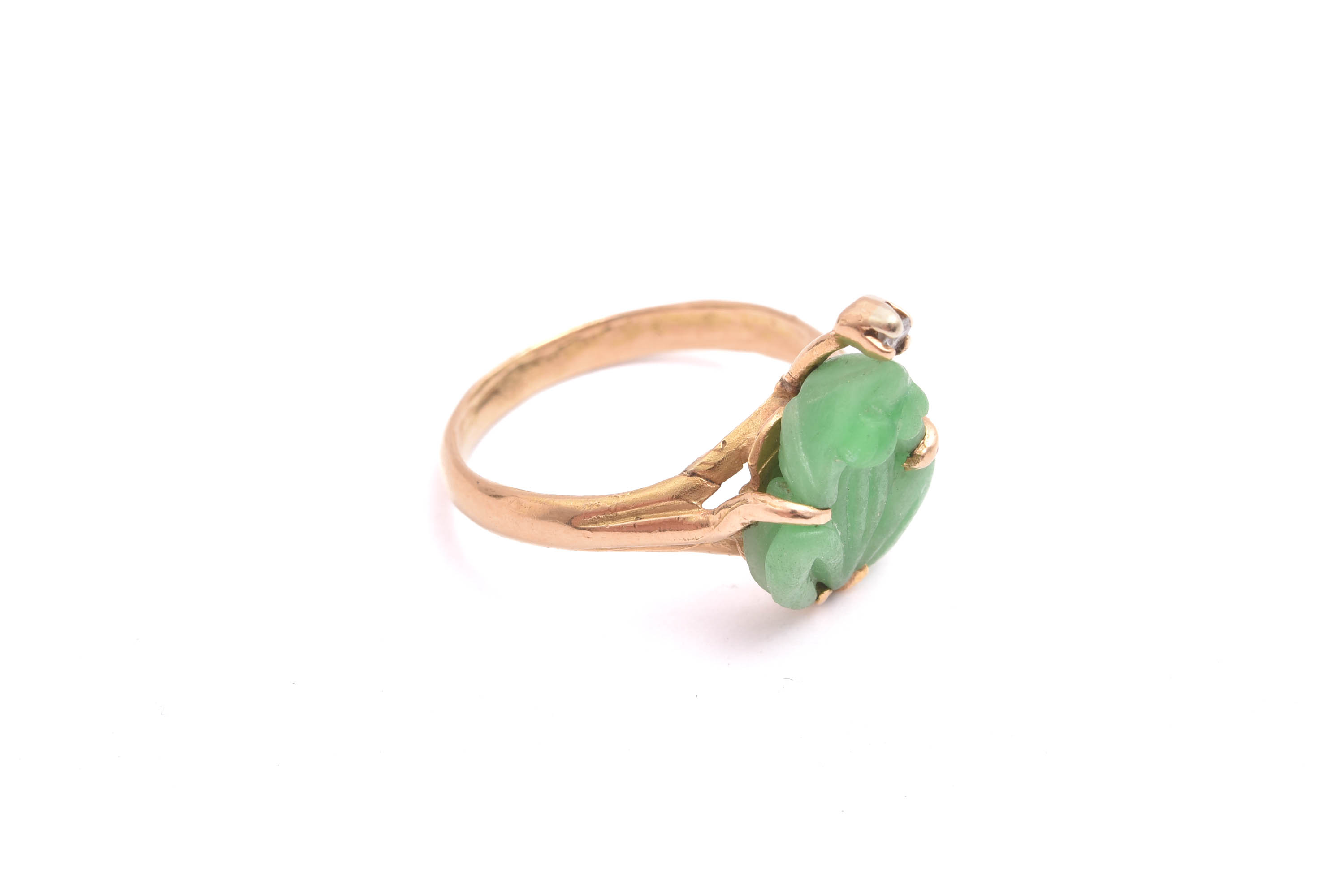 RING M BRILJANT-SLIPAD DIAMANT & GRODA I FÄRGBEHANDLAD JADE, 16,75MM - Bild 2