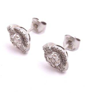 PAR ÖRHÄNGEN VITGULD M 58 BRILJANT-SLIPADE DIAMANTER, 1CM, TILLV. GULDFYND