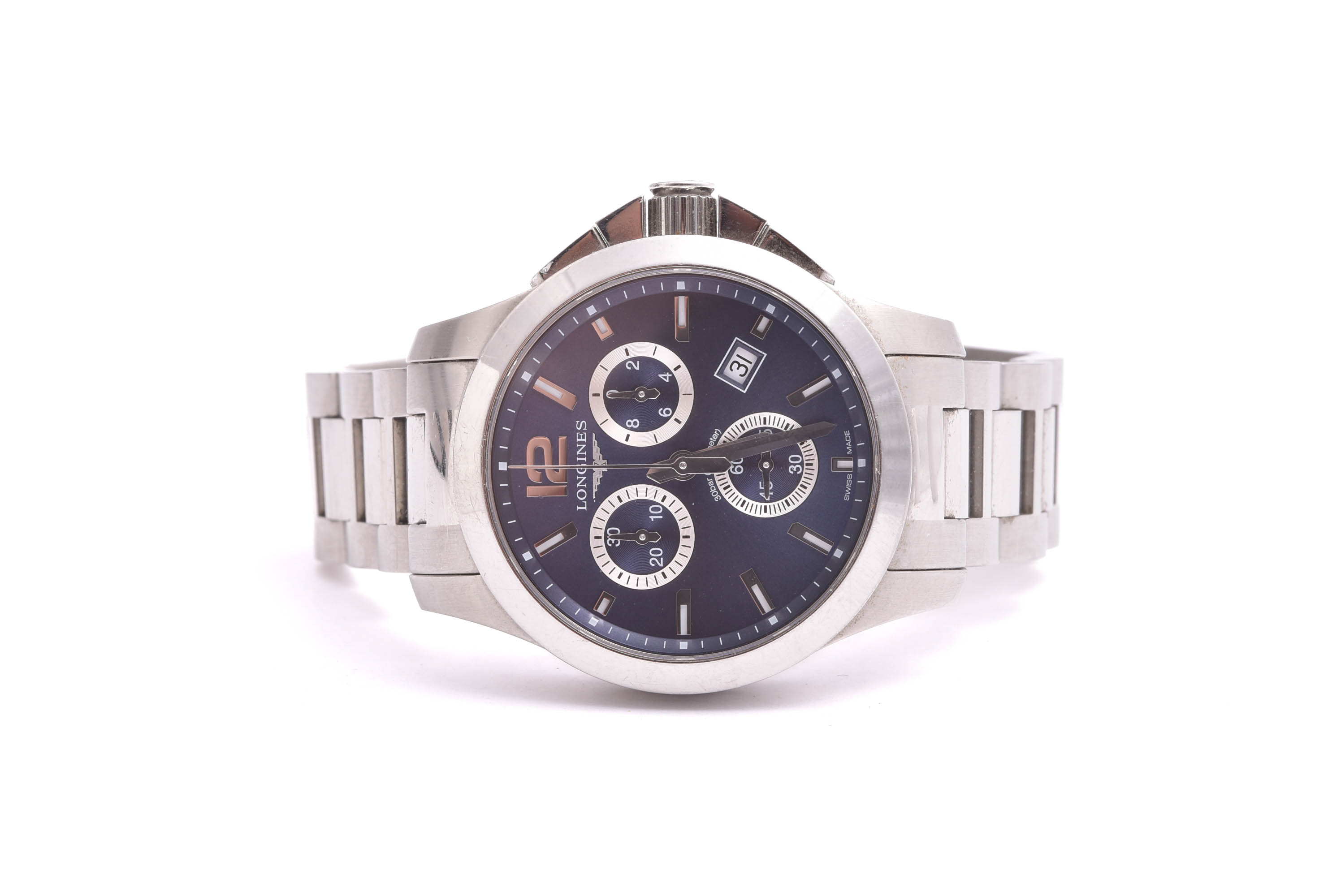 HERRUR LONGINES EFC CONQUEST 300M Q 37MM, MODELL: L3.379.4 (NGT KORT LÄNK, LITE REPOR PÅ RINGEN)