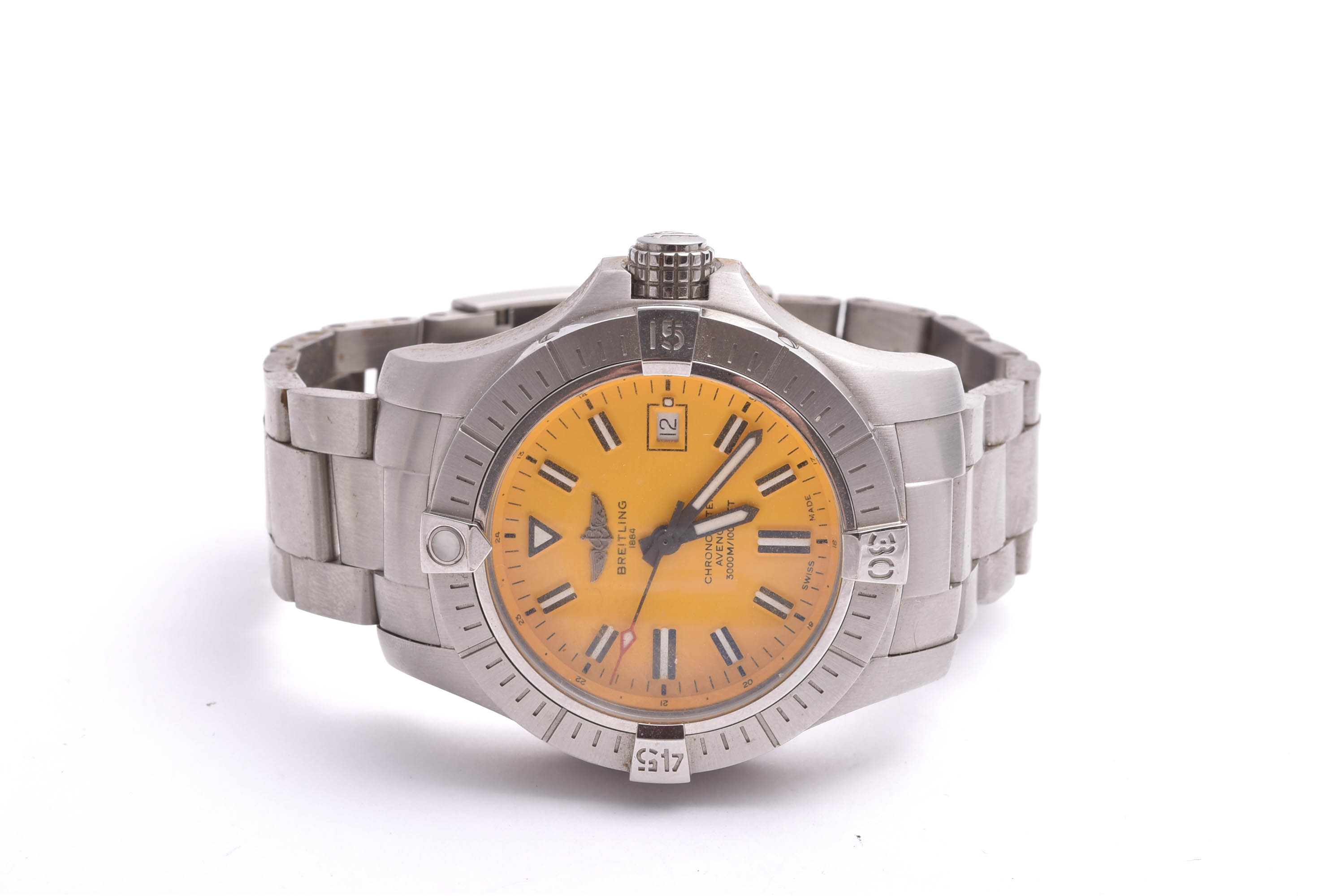 HERRUR BREITLING AVENGER SEAWOLF CHRONOMETER 3000M AUTOMATIC 45MM, MODELL: A17319 M CERT I ORIG ETUI, REK. NYPRIS: 58000:-