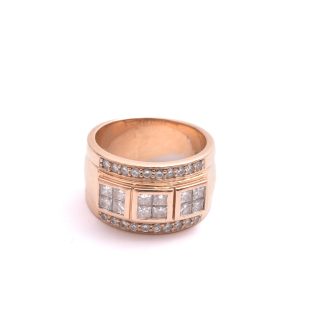RING M 32 DIAMANTER (12 PRINSESS-SLIPADE, 20 BRILJANTER) 16MM, OBS!! EN DIAM NGT SKADAD