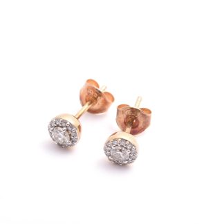 PAR ÖRHÄNGEN M 26 BRILJANT-SLIPADE DIAMANTER (MITTSTENAR CA 0,10CT/ST) 5,3MM, TILLV. GULDFYND