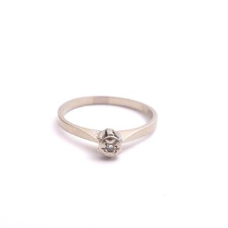 RING VITGULD M ÅTTKANT-SLIPAD DIAMANT 0,02CT, 17MM, SVENSK IMPORT-STÄMPEL