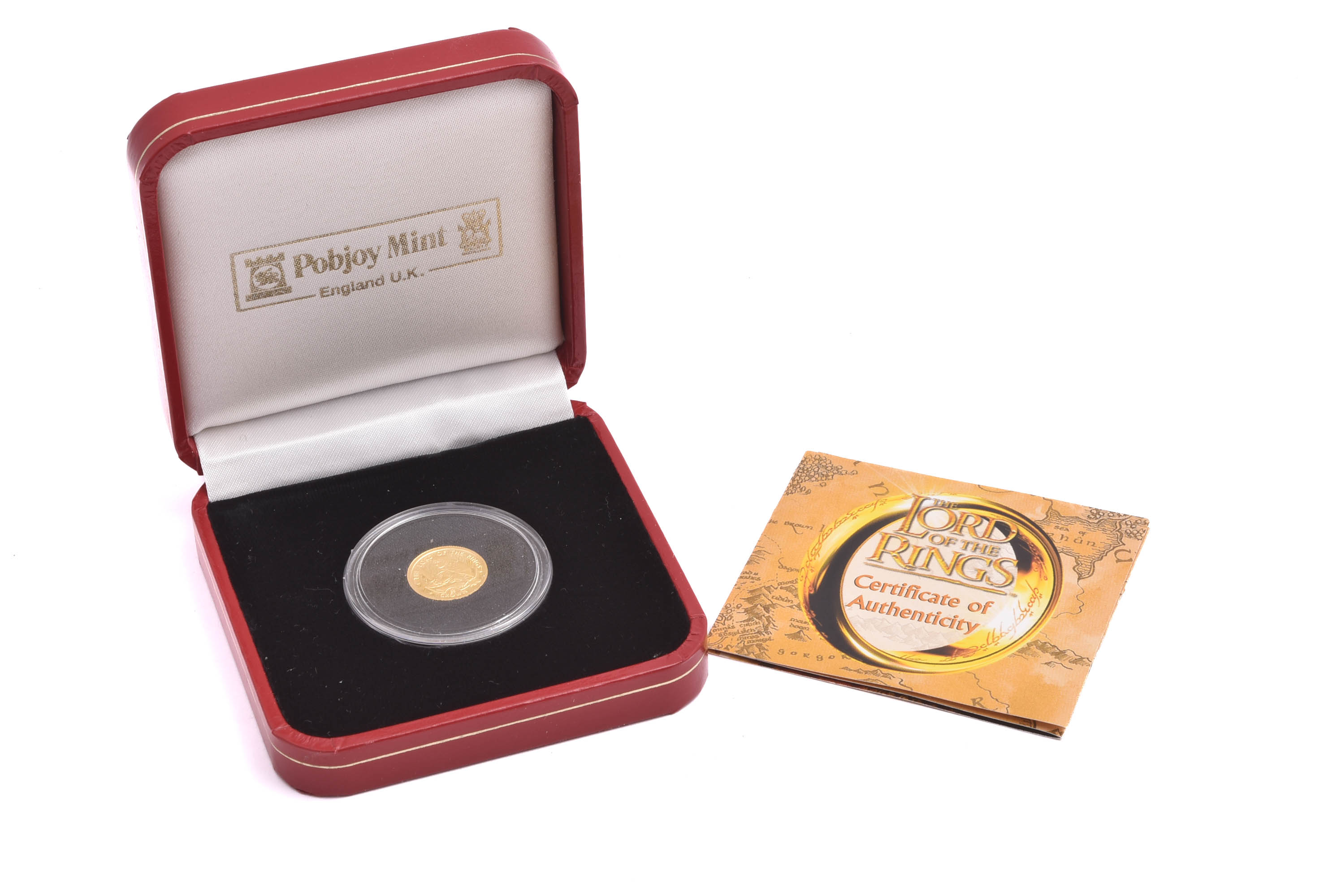 MINNESMYNT FINGULD 999,9 SAGAN OM RINGEN, ISLE OF MAN 2003, 1/25 OZ (SKA VARA 1,24G MEN VISAR 1,3G PÅ VÅGEN) LIMITERAD TILL 5000 EX, I PLASTETUI M INFORMATIONSFOLDER I ORIG ETUI - Bild 3