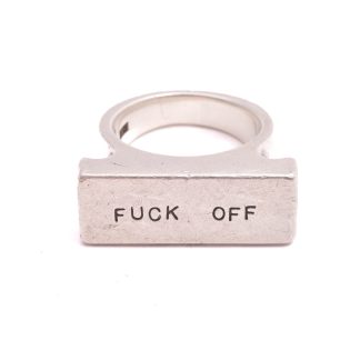 RING SILVER EFVA ATTLING FUNKY RING PAPARAZZI "FUCK OFF", 20,25MM (REPOR & JACK) REK. NYPRIS: 5400:-