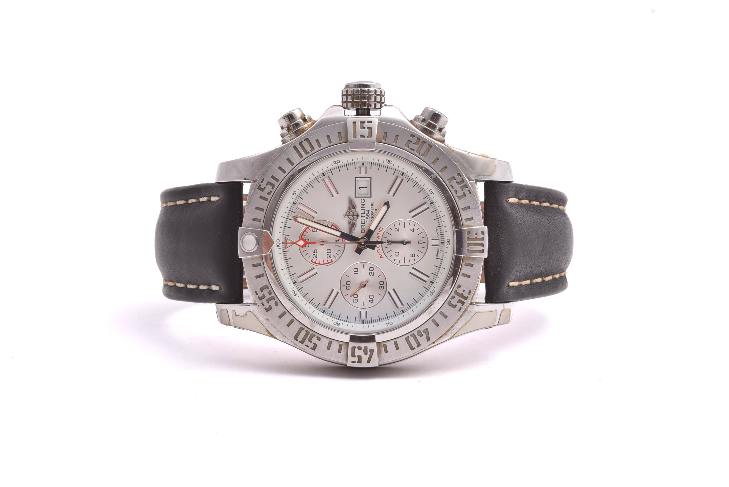 HERRUR BREITLING SUPER AVENGER II AUTOMATIC 48MM, MODELL: A1337111/G779 M CERT (2016) I ORIG ETUI M YTTER-LÅDA