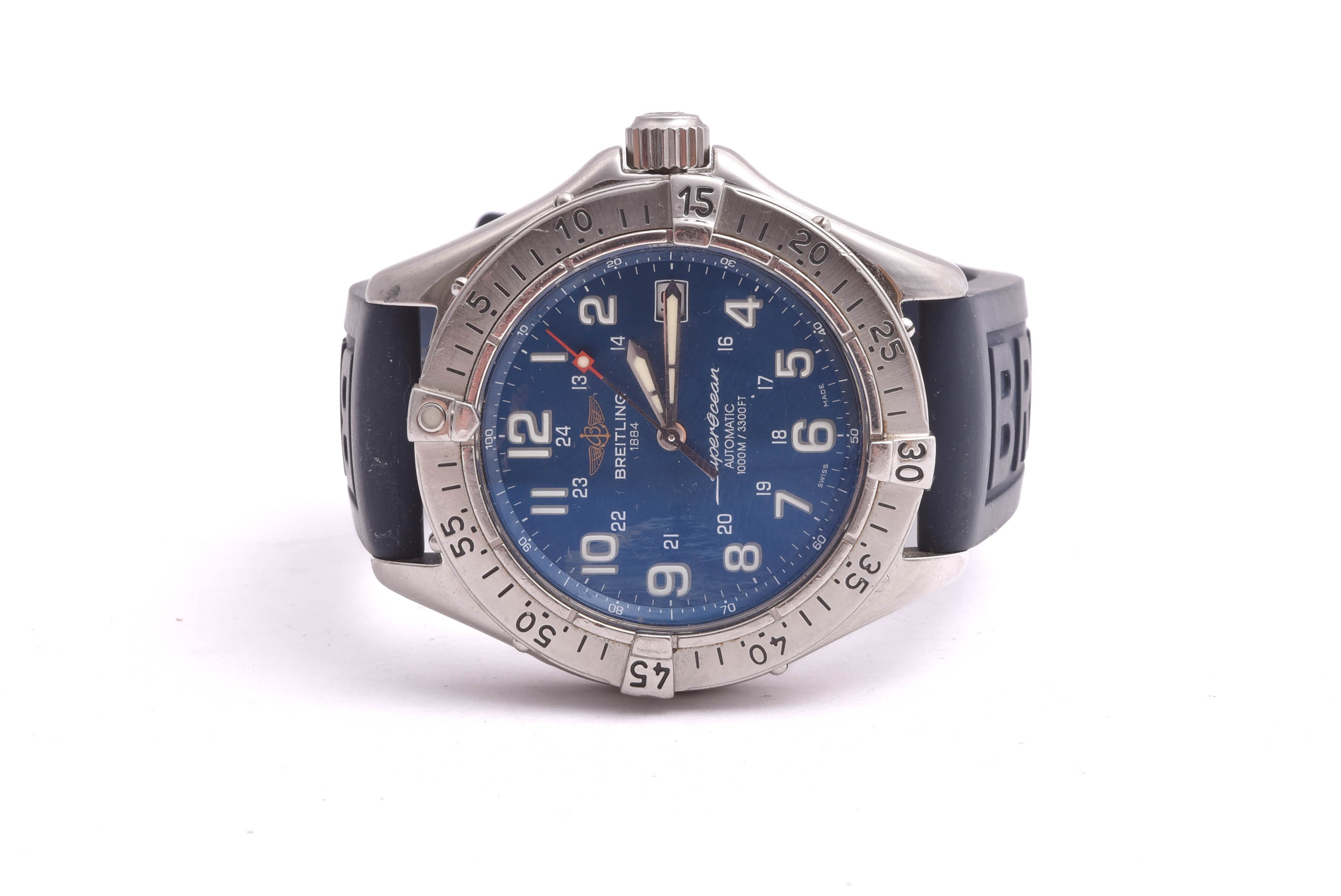 HERRUR BREITLING SUPER OCEAN AUTOMATIC 41MM, MODELL: A17340 (CERT & ETUI SAKNAS)