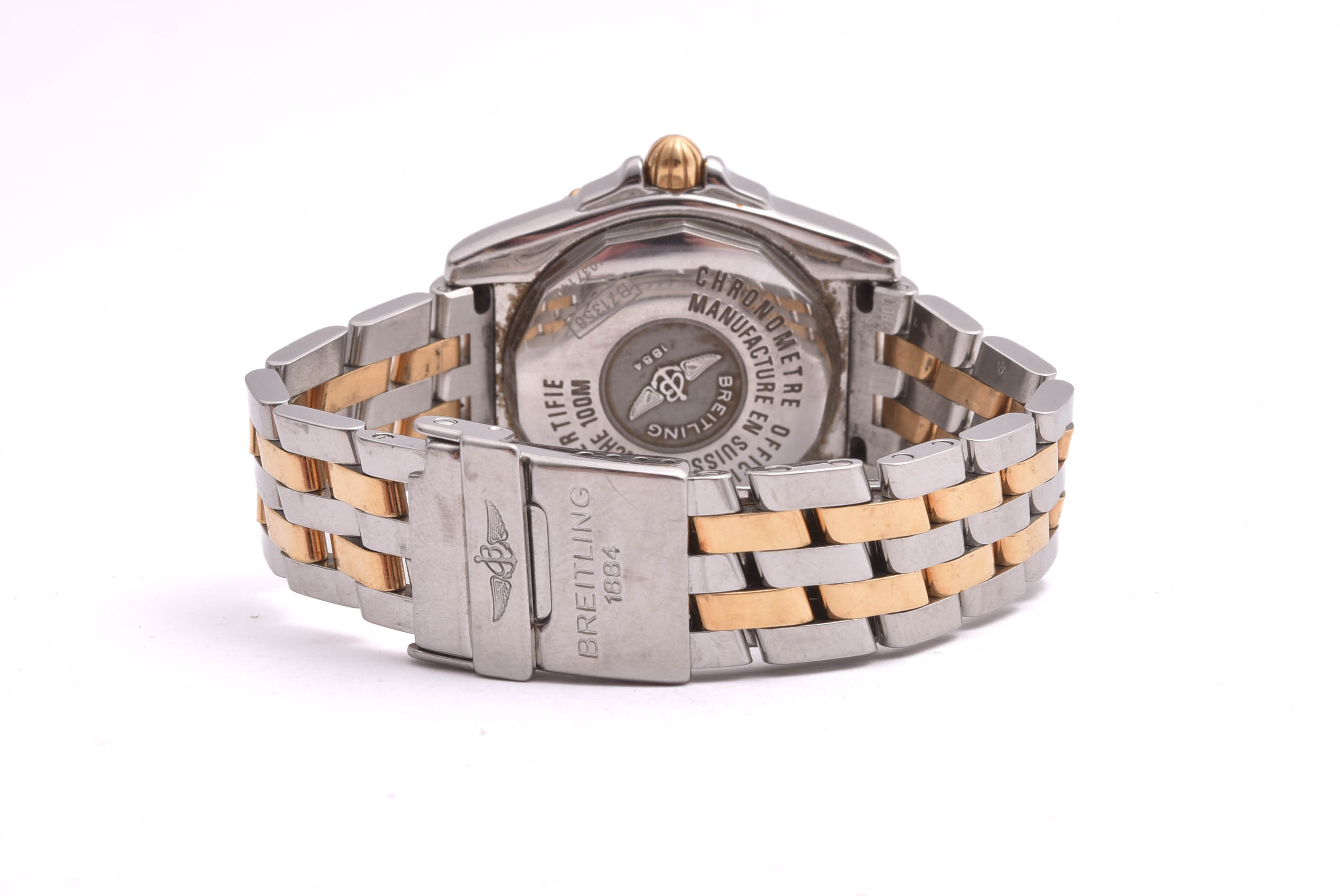 DAMUR BREITLING COCKPIT LADY CHRONOMETRE 100M Q 32MM, MODELL: B71356, 18K & STÅL M DIAMANTER I INDEX (CERT & ETUI SAKNAS) - Bild 2