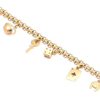 ARMBAND X-LÄNK MED 7 BERLOCKER, 20CM, BREDD: 6MM - TILLV. KÖPING 1961