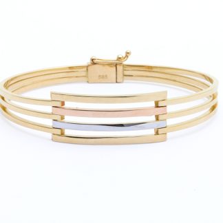 ARMRING I TRE-FÄRGAT GULD, ÖPPNINGSBAR, 6,3MM
