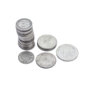 SVENSKA SILVERMYNT: 26ST EN-KRONOR, ÅRTALEN: 1942-45-46, 3ST TVÅ-KRONOR ÅRTALEN: 1943-46-50, 1 ST FEM-KRONA ÅR 1954 - OBS! 40% SILVER - TOTALVIKT:
