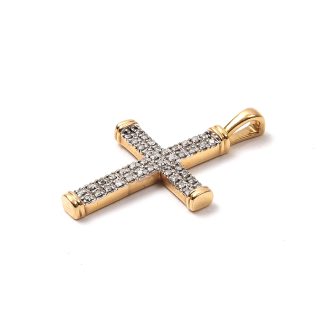 HÄNGE KORS MED DIAMANTER L.3CM. TILLV. GULDFYND