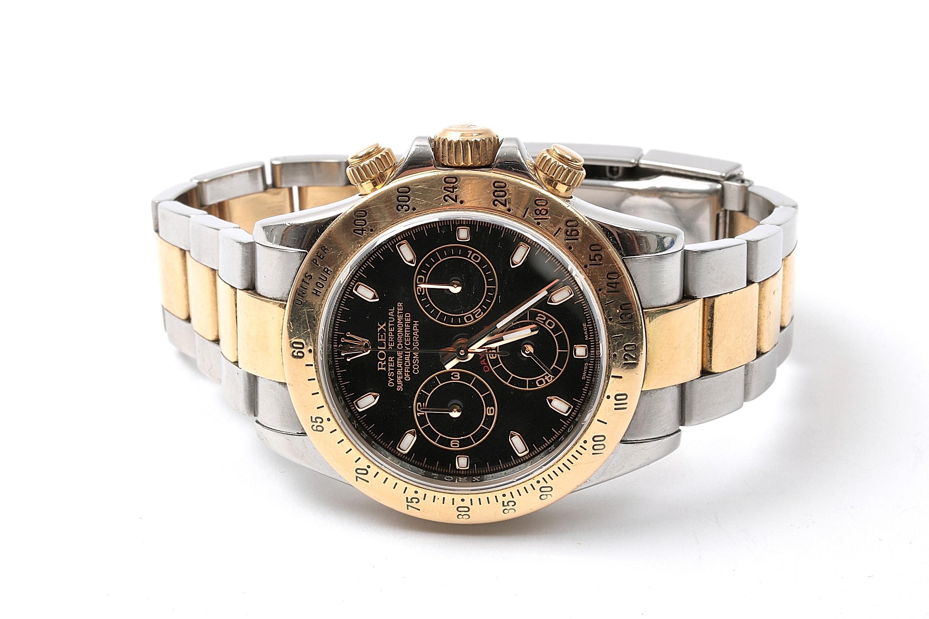 HERRUR ROLEX DAYTONA 18K&STÅL. REF 116523. 40MM. CERT 2010 ORIGINAL.KRT. BRUKSSLITAGE