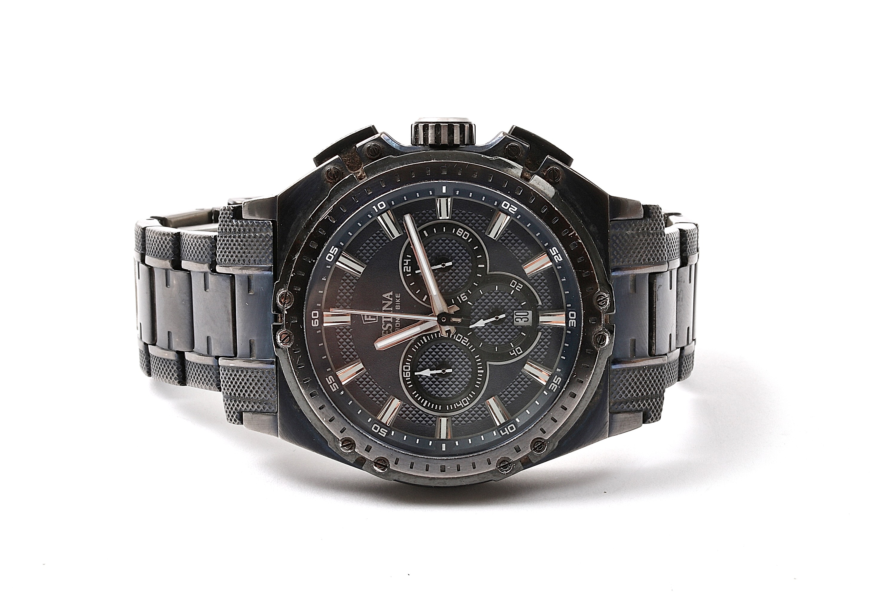 HERRUR FESTINA CHRONO BIKE F6973. 46MM. BEHOV AV BATTERIBYTE . BRUKSSLITAGE