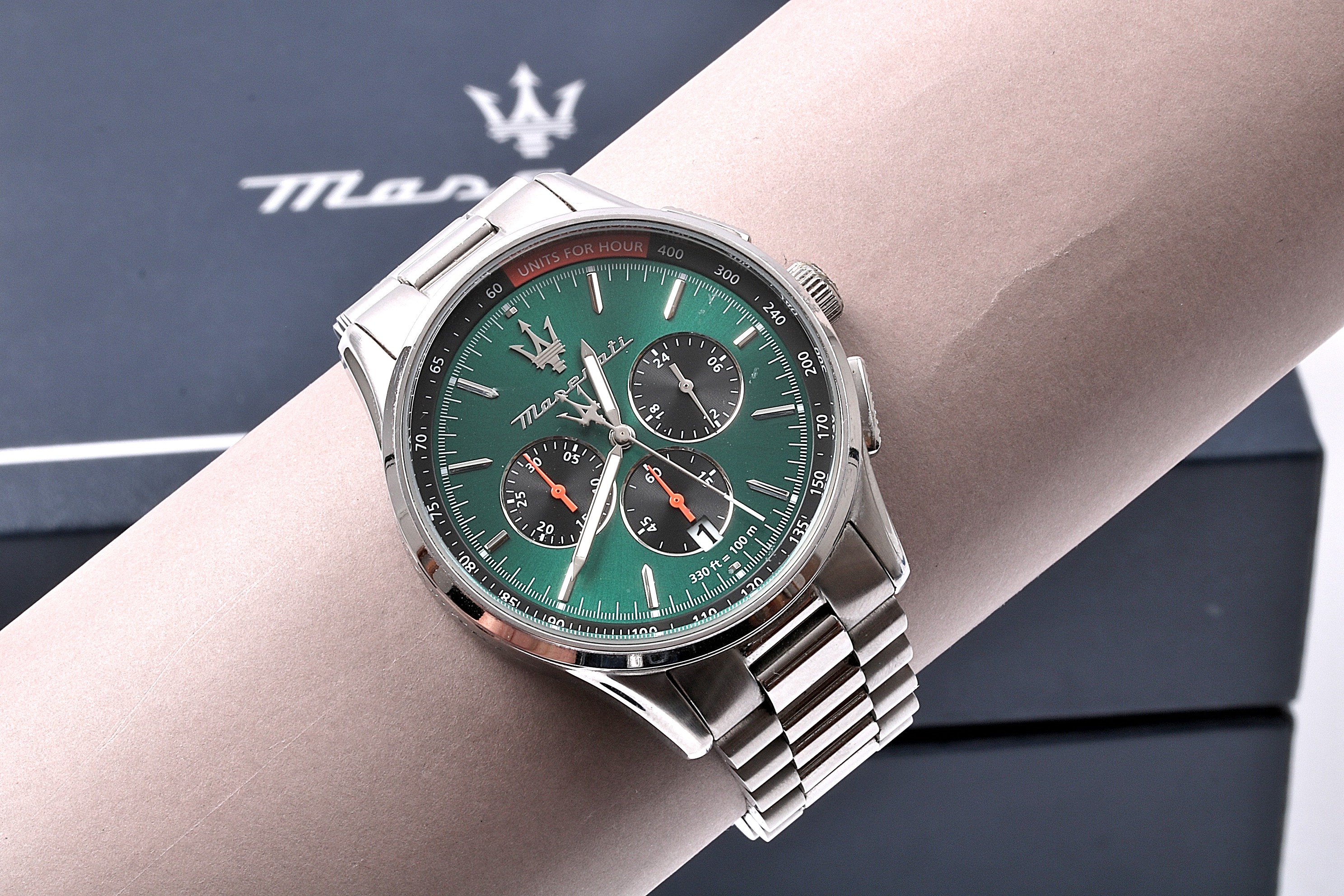 HERRUR MASERATI SORPASSO 42MM. QUARTZ. KVITTO UR&PENN. 2025-07-22. 3999KR ORIGINAL.KRT. LÄNKBITAR MEDFÖLJER