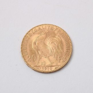 MYNT 20 FRANC 1910. "MARIANNE" GULDHALT 90%
