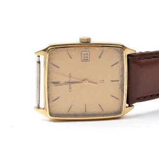 HERRUR CERTINA Q ,27MMX29MM. FUKTSKADAD, LÄNK AV, 18K I UR GRAVYR PÅ BOETTEN, NYTT BATTERI MARS 2026,