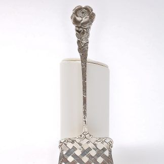 LITEN KAKSPADE I SILVER, MODELL ROSEN, L 11,5 CM