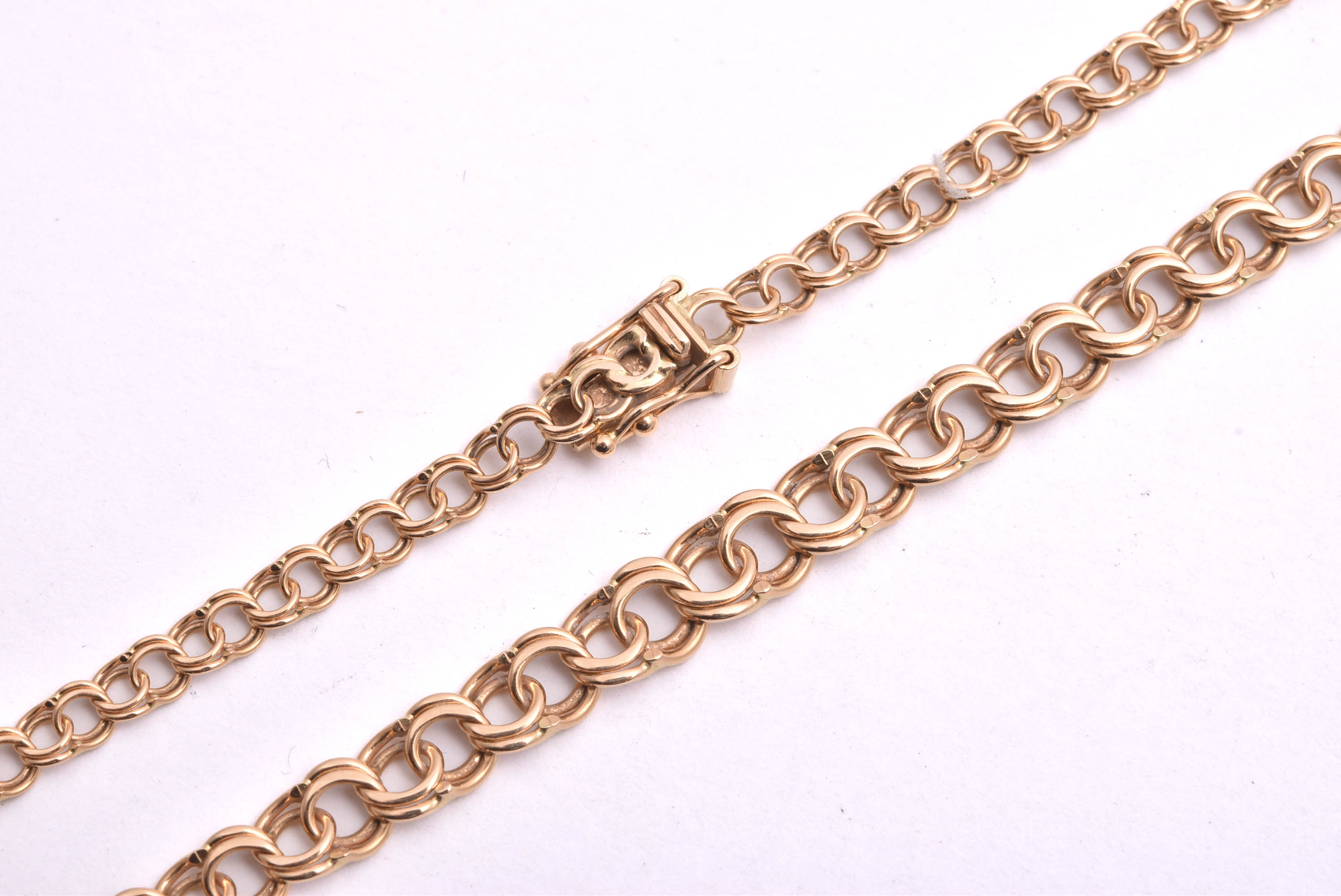 HALSKEDJA BISM DOSERAD 44CM, BREDD: 3,3-5,4CM, TILLV. GULDFYND, REK. NYPRIS: 32998:-