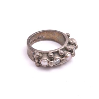 RING SILVER KUM-KUM M SÖTVATTEN-PÄRLOR & CUBIC ZIRKONIA, 17MM